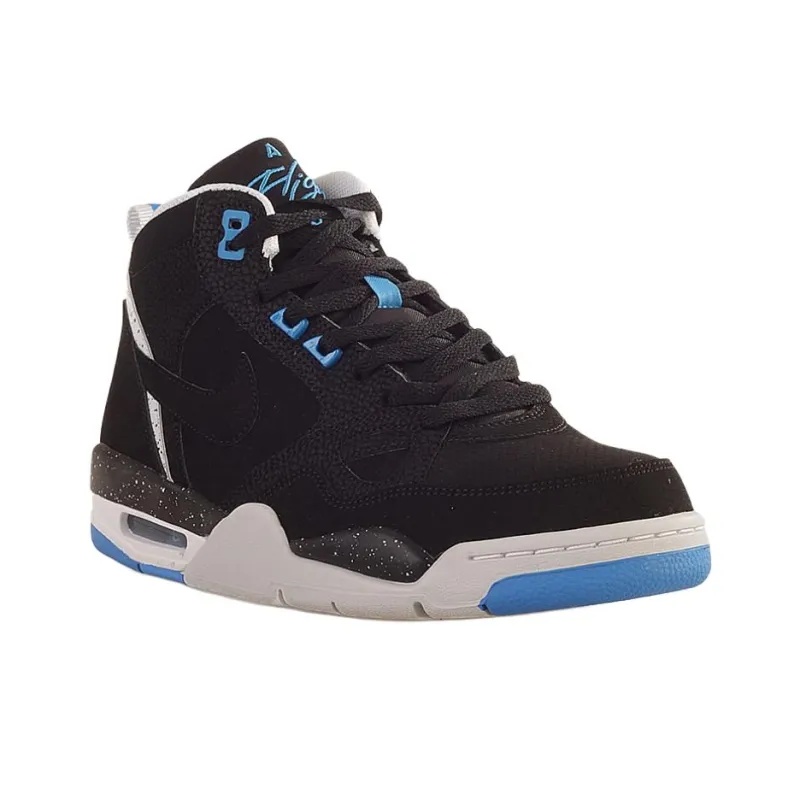 Nike Flight 13 Anti Slip Wear Resistant Mid Top Vintage Basketball Shoes Men's Black Blue-1