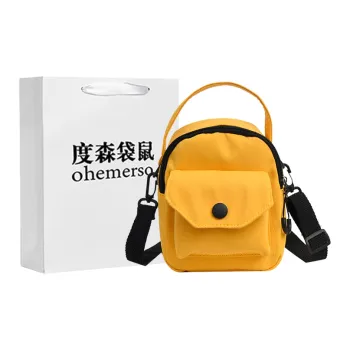 Dusen Kangaroo Canvas Crossbody One Shoulder Handbag Unisex Black/White/Yellow