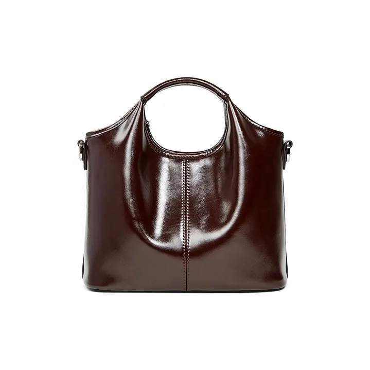 Teenmix Split Cow Leather Shoulder Bag, Crossbody Bag, Handbag Medium Size Women's Black/Coffee-10