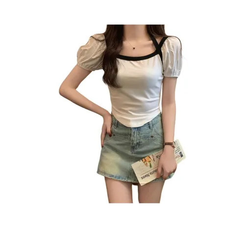 QIAOMONVHAI Puff Sleeve T Shirt Women's