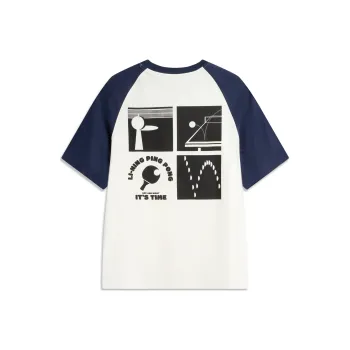 LiNing Sports Life Collection T Shirt Men's Ivory/Dark Ship Blue