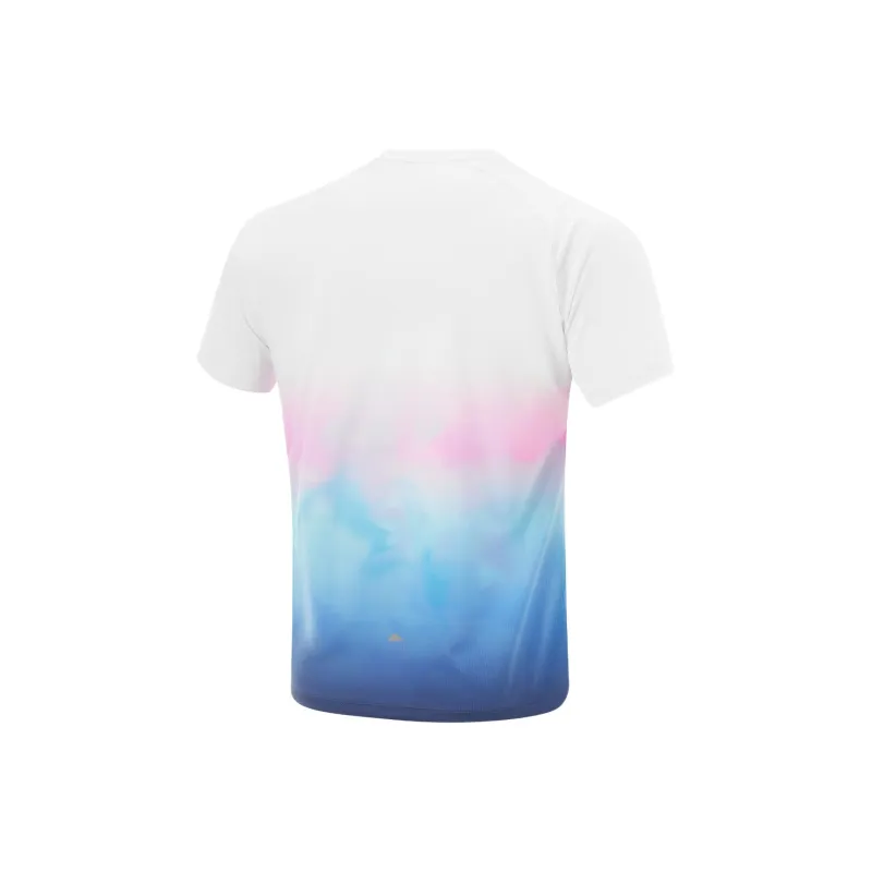 LiNing Running Collection T Shirt Men's Standard White/Air Blue/Condensed Purple/Overflow Pink All Over Print-1