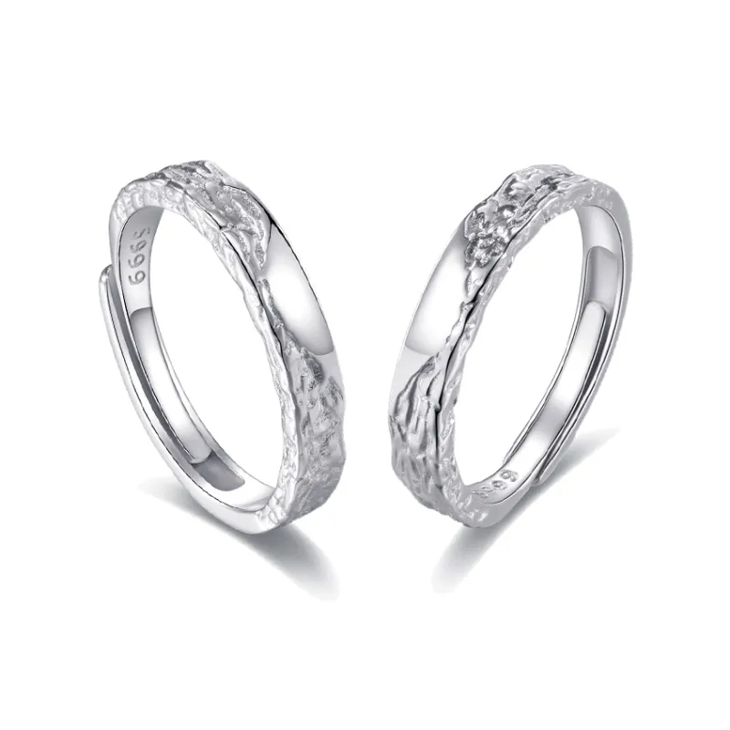 Wylyp 999 Fine Silver Sterling Silver Rings Unisex Silver white Gift Box-1