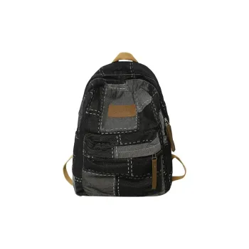 Yalu Denim With Polyester Backpack Unisex Black/Blue