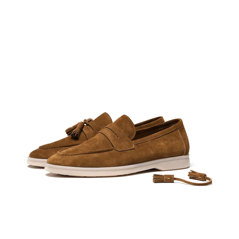 TRUFFAUT Soft Sole Breathable Fringe Slip on Loafers Men's-6