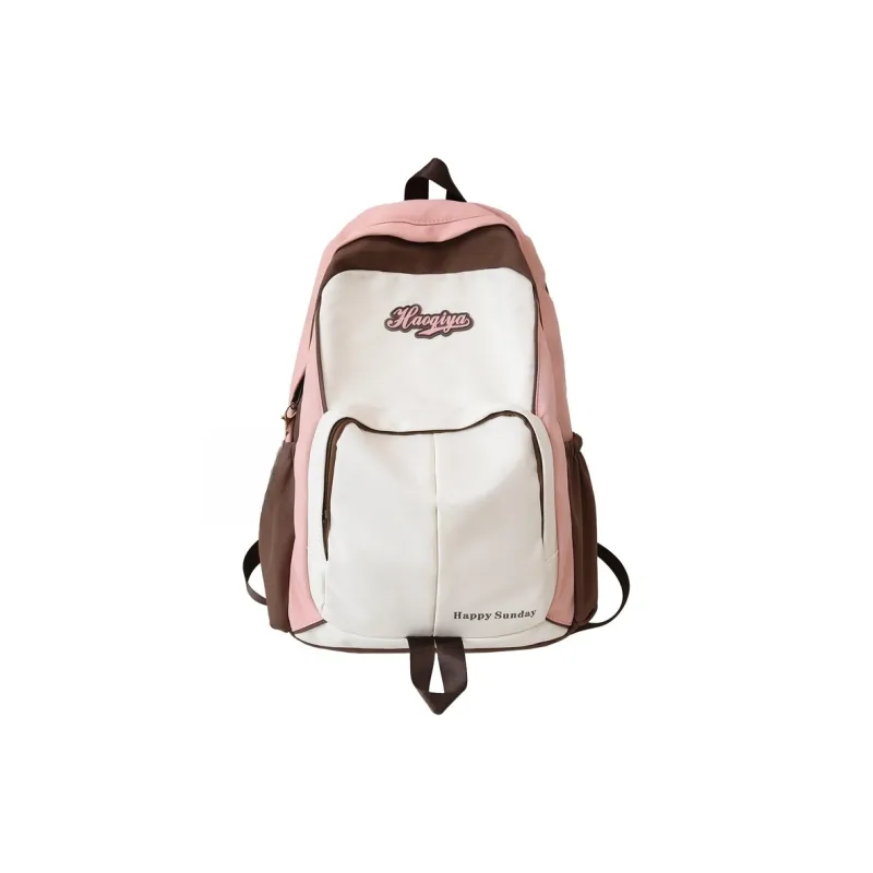 AIBAG Nylon Backpack Unisex White/Black/Blue/Pink-9