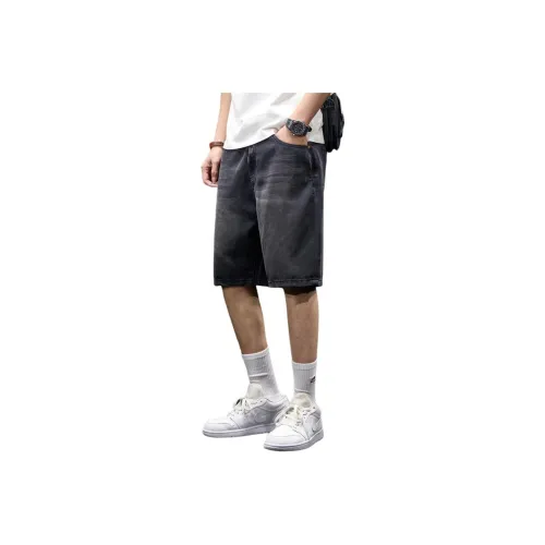 BUYDAUL Denim Shorts Men Charcoal Black