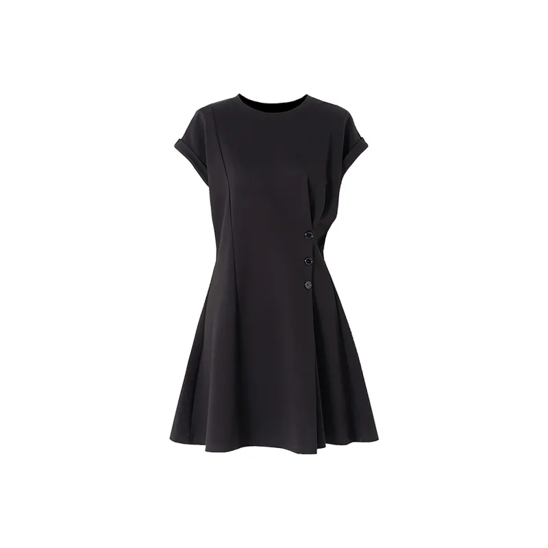 SOON FLOWER Short Sleeved Dress Women's Black-0