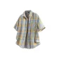 Yellow Blue Plaid (2.0 Checkerboard Ice Silk Short-Sleeved Shirt)