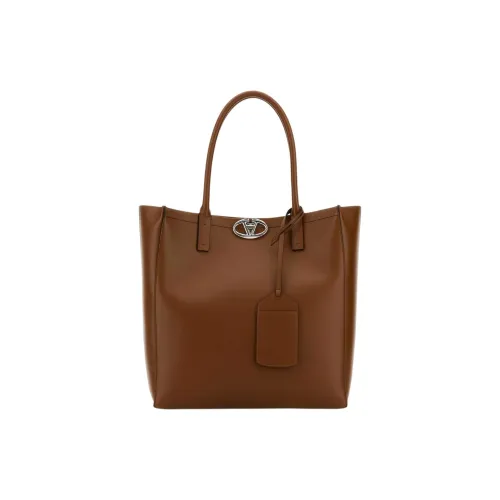 Valentino GARAVANI Calfskin Tote Bag, Shopping Bag, Handbag Large Size Women's Brown