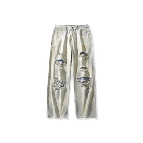 Q ZHIHE Jeans Unisex Ecru