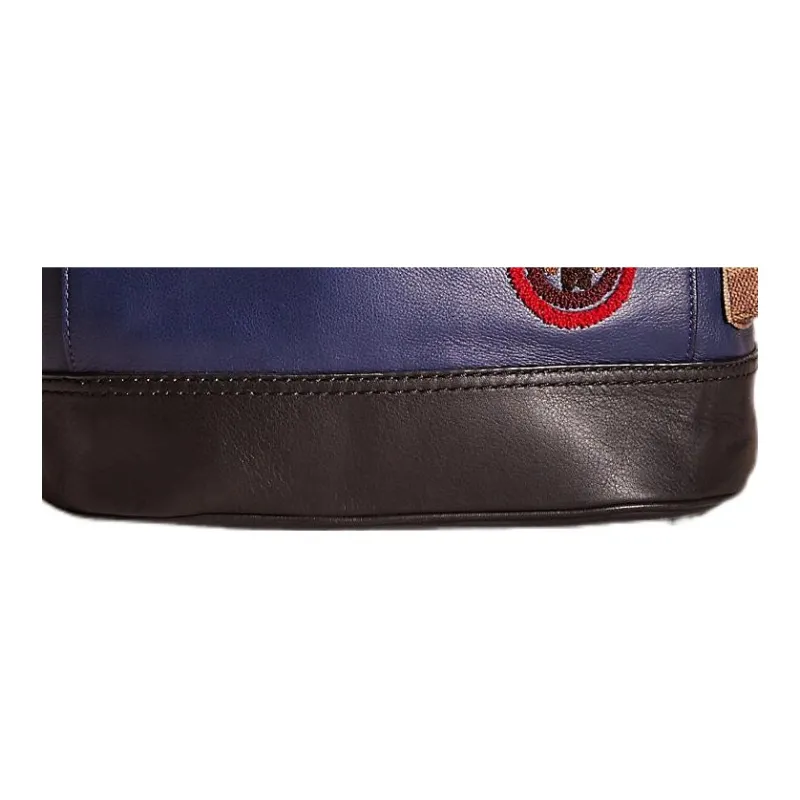 COACH Rivington Canvas With Leather Backpack Large Size Men's Marine Blue & Black-4