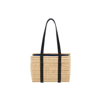 HERMES Woven Handbag, Shoulder Bag Small Size Women's Black & Mosaic Blue
