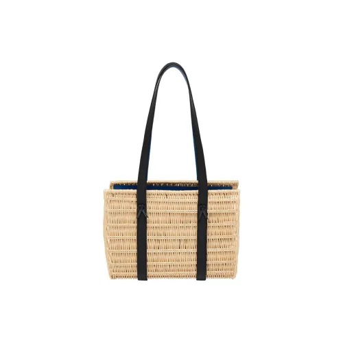HERMES Woven Handbag, Shoulder Bag Small Size Women's Black & Mosaic Blue