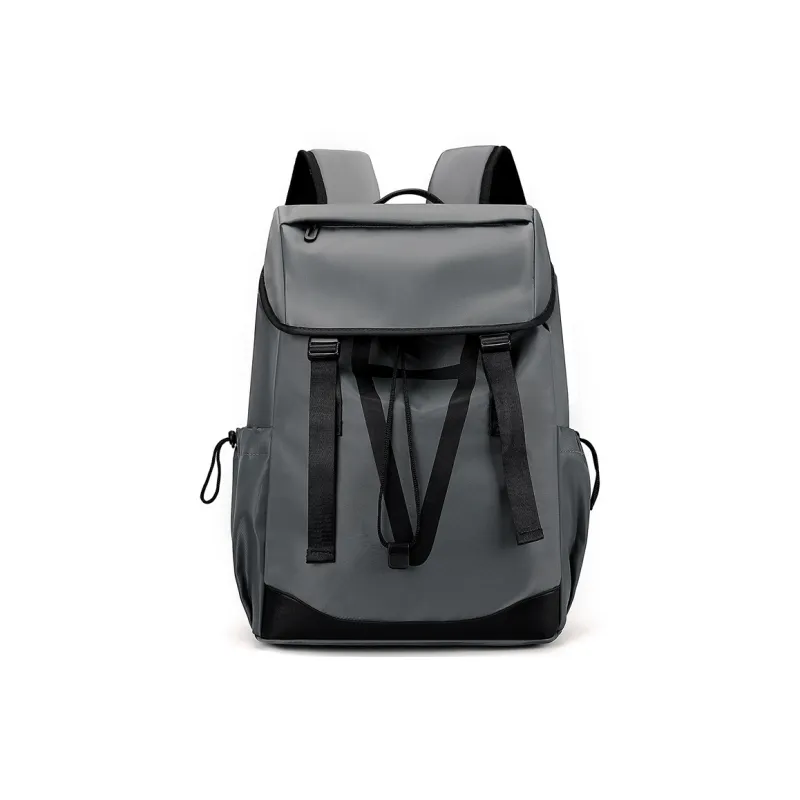 H YXIANG Nylon Fabric Backpack Unisex Black/Gray-0
