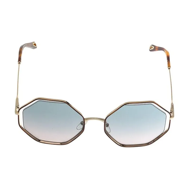 Chloe Plate Frame Irregular Shape Sunglasses Unisex Gold-1