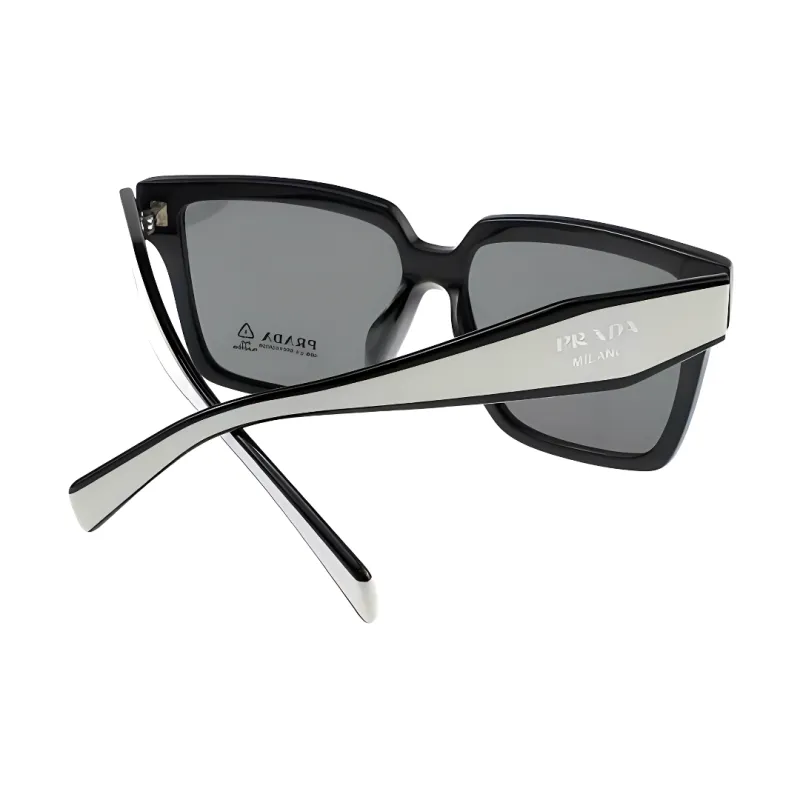 PRADA Plate Frame Square Sunglasses Unisex Beige-3