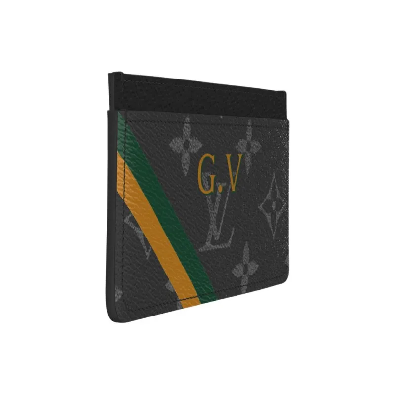 LOUIS VUITTON Monogram Eclipse Coated Canvas Card Holder Unisex Black-1