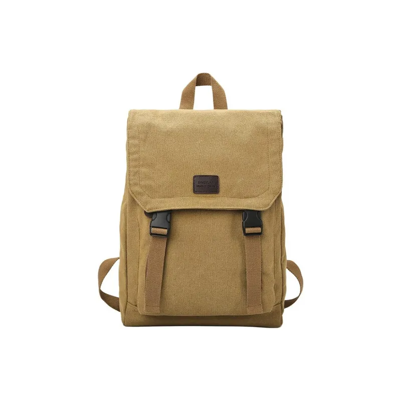 GEERDUN Canvas Backpack Unisex Black, Khaki-6