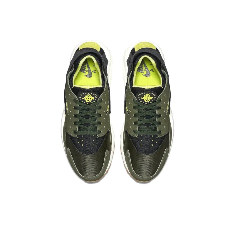 Nike Air Huarache Run Cushioning, Wear Resistant Low Top Casual Running Shoes Women's Green Black-3