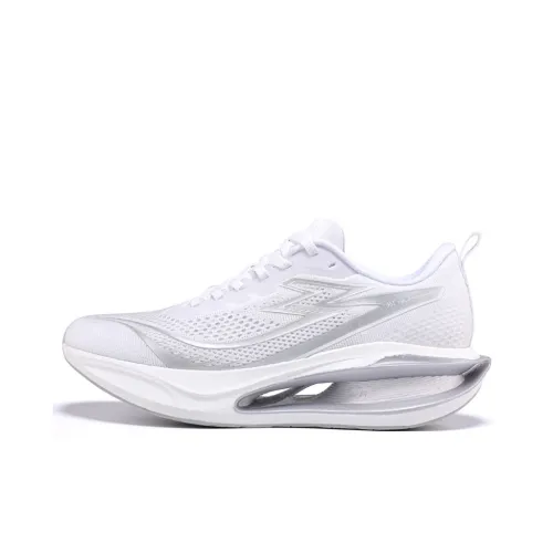 361° Charcoal Floating Series Cushioning Slip Resistant Low Top Carbon Plate Sprint Running Shoes Men's White