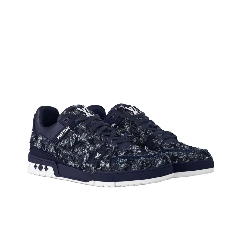 LOUIS VUITTON Trainer Low Top Skateboard Shoes Men's Dark Blue-2