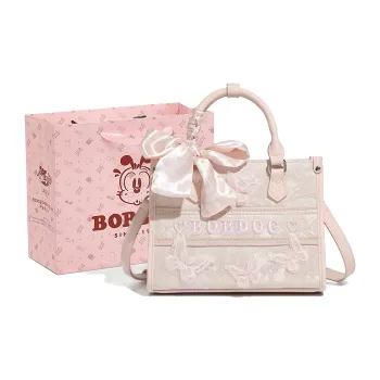 BOBDOG PU Handbag, Crossbody Bag Small Size Women's Pink/Ecru
