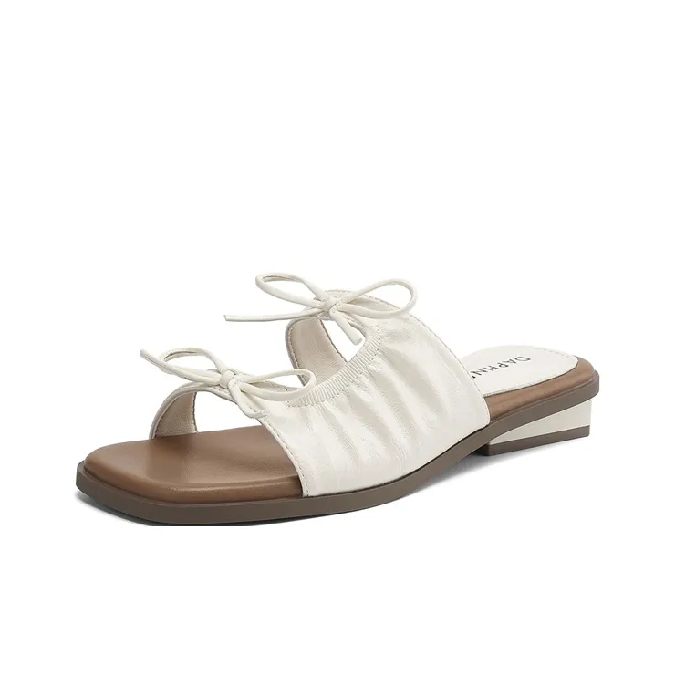DAPHNE Leather Patchwork Quiet Slide Slippers Women's-0