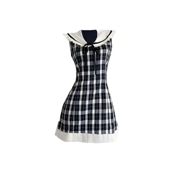 YGPRW Sleeveless Dresses Women's Plaid