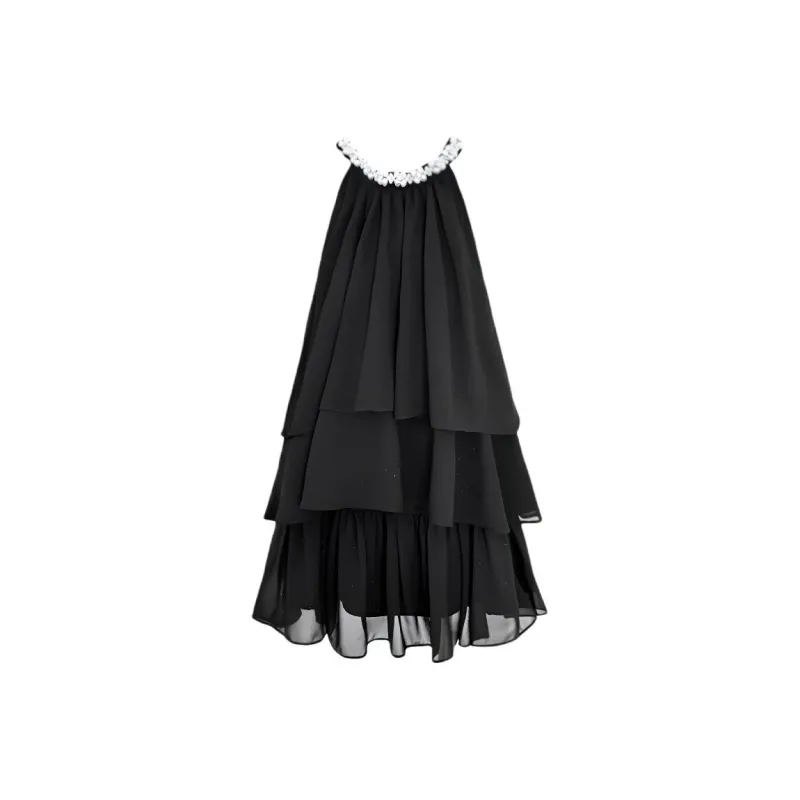 Mu Xiao Xin Slip Dresses Women's Black-0