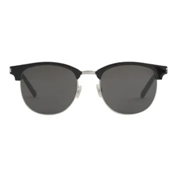 SAINT LAURENT Acetate Metal Round Sunglasses Unisex Black