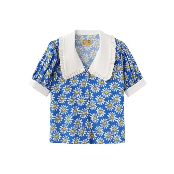 Wiggle Wiggle Sweet Style Elegant Top Shirt Women's Blue