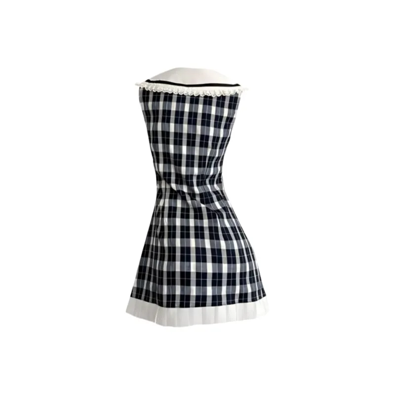 YGPRW Sleeveless Dresses Women's Plaid-1