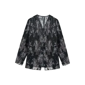 Hang Yi Court Shirts Women's Black Floral