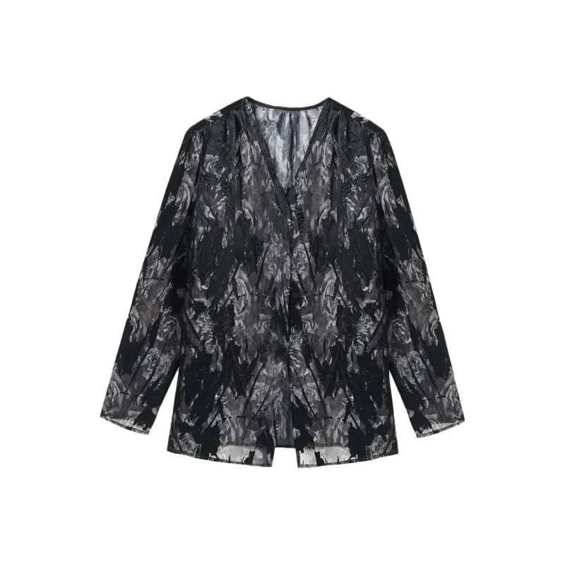 Hang Yi Court Shirts Women's Black Floral-0