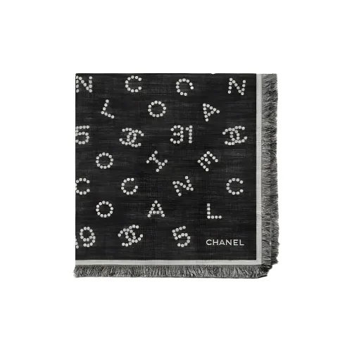 CHANEL   Knit Scarves Unisex Black
