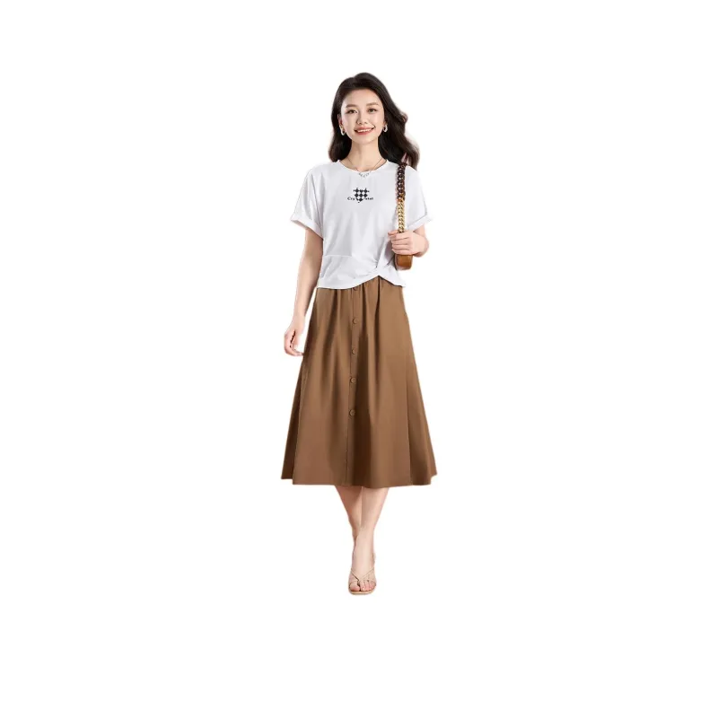 Mylan Two Piece Skirt Sets Women's Khaki-0