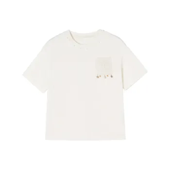 XIANGYING T Shirts Women's Ecru