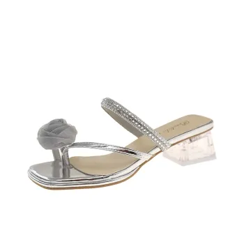 Dragon Dance Rubber Sole Rhinestone Slip Resistant Quick Dry Flip Flops Women's