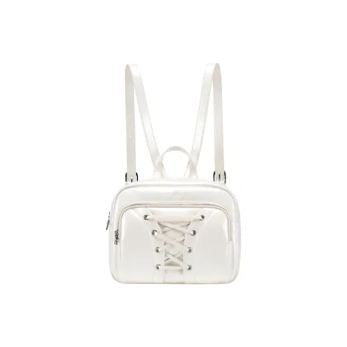 ONE TIME Synthetic Leather Hip Medium Size Women's Milk White/Black Oil Wax