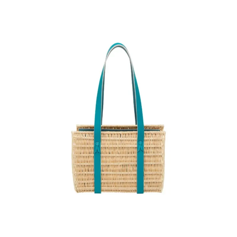HERMES Crocodile Leather With Calfskin Detail Shoulder Bag Small Size Women's Peacock Blue & Concrete Gray & Sky Blue-0