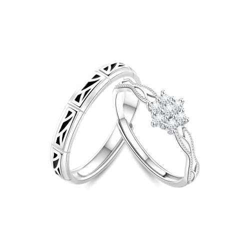 Lao Feng Xiang S999 Silver Ring Pair Unisex