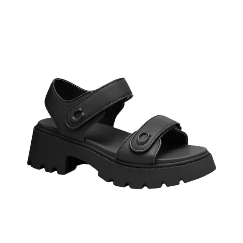 COACH Brynn One Strap Sandals 2.5cm Women's Black-1