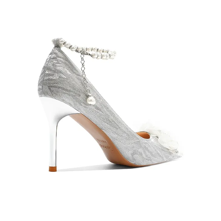 ROBINHOOD Purple Moon Galaxy Box Slim Heel High Heels Women's Silver-5