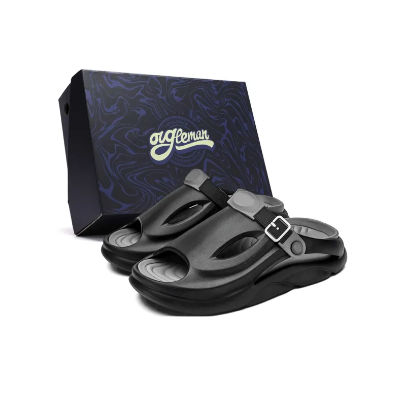 OUGLEMEN Beach Sandals Unisex Black Gray/Black Purple/Beige Brown/White Moon/Olive Green-0