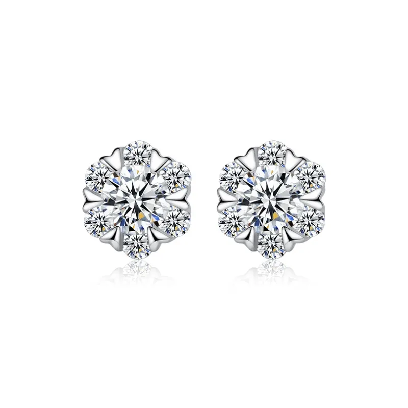 Wylyp S925 Silver Stud Earrings Women's Silver White-0
