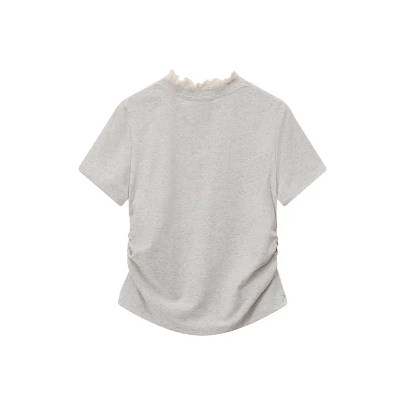 DOKZB T Shirts Women's White Gray-1