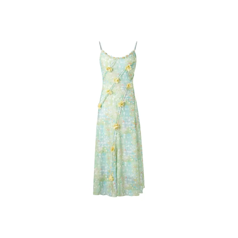 ACAINES Slip Dresses Women's Lime Green-0