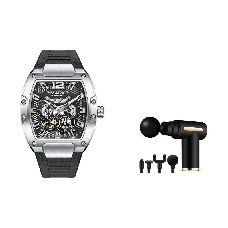 FAIRWHALE Automatic Mechanical Movement Silicone Strap Watch Unisex Black Dial-13