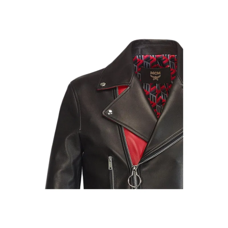 MCM Leather Jackets Men Black-4